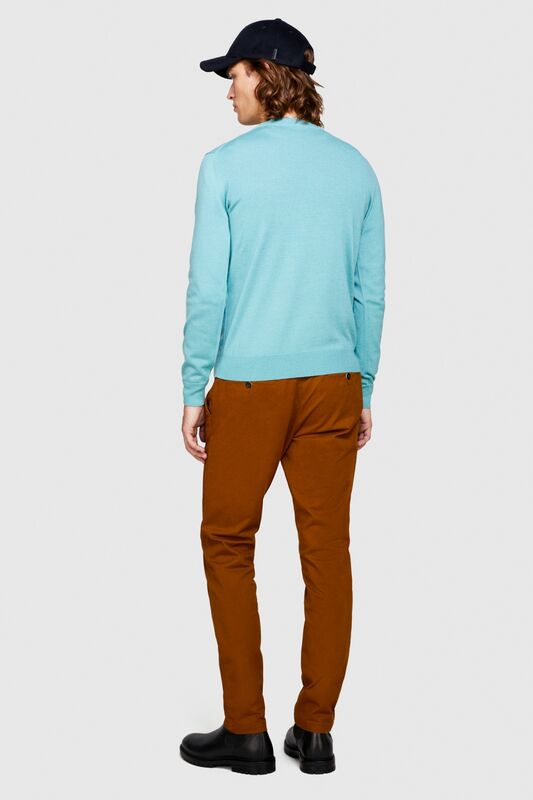 Esnek Slim Fit Chino Pantolon Erkek Kahverengi T-Shirt - 323A4JGCSF03E