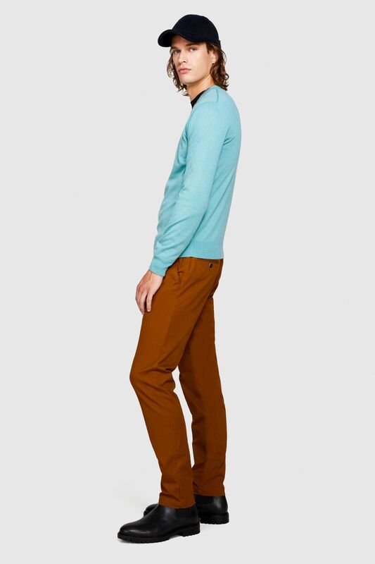 Esnek Slim Fit Chino Pantolon Erkek Kahverengi T-Shirt - 323A4JGCSF03E