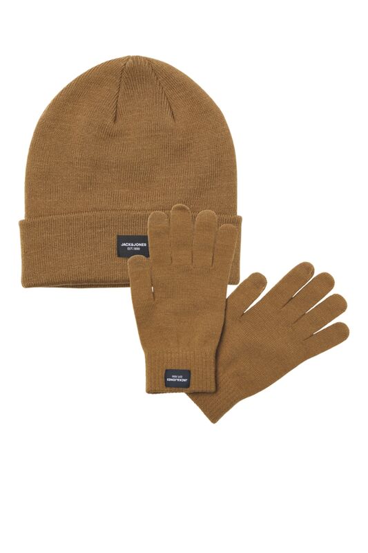 JACBEANIE & GLOVE KNIT GIFTBOX Erkek Kahverengi Hediye Seti - 12168383