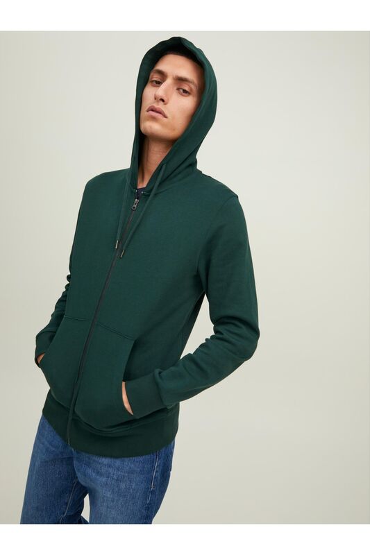 Jjebasic Sweat Zip Hood Noos Erkek Yeşil Sweatshirt - 12181901