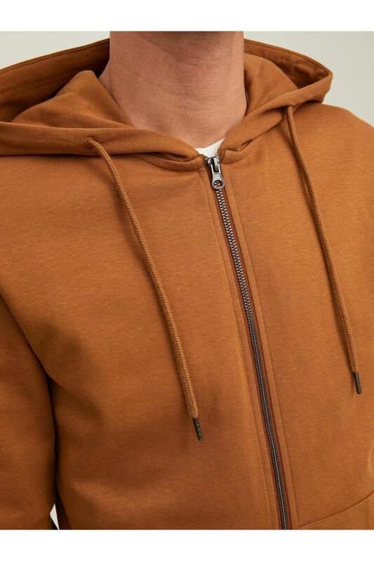 Jjebasic Sweat Zip Hood Noos Erkek Kahverengi Sweatshirt - 12181901