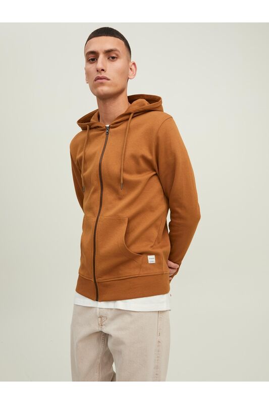 Jjebasic Sweat Zip Hood Noos Erkek Kahverengi Sweatshirt - 12181901