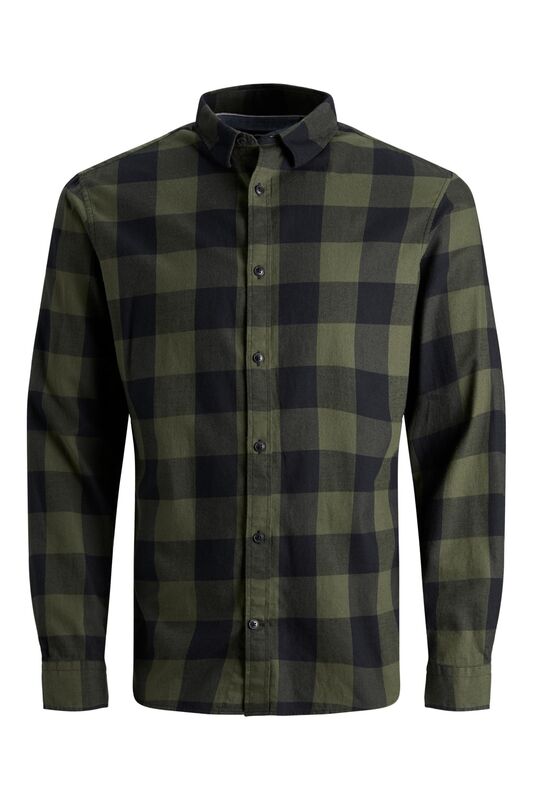 Jjegıngham Twill Shirt L/S Noos Erkek Yeşil UK Gömlek - 12181602