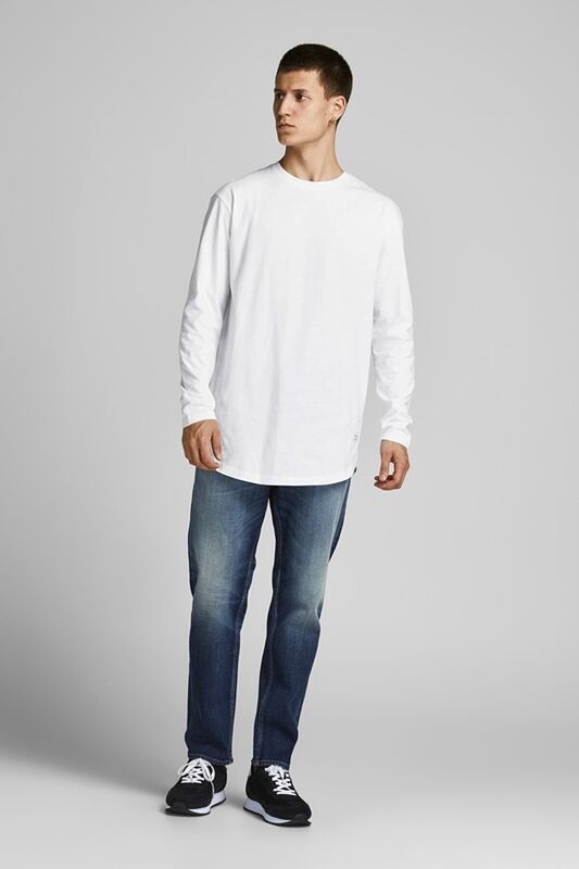 Jjenoa Tee O-Neck Ls Noos Erkek Koyu Mavi Basic T-Shirt - 12190128