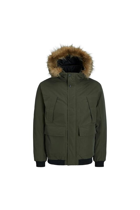 Jwhgreat Padded Fur Bomber Erkek Yeşil Mont - 12217733