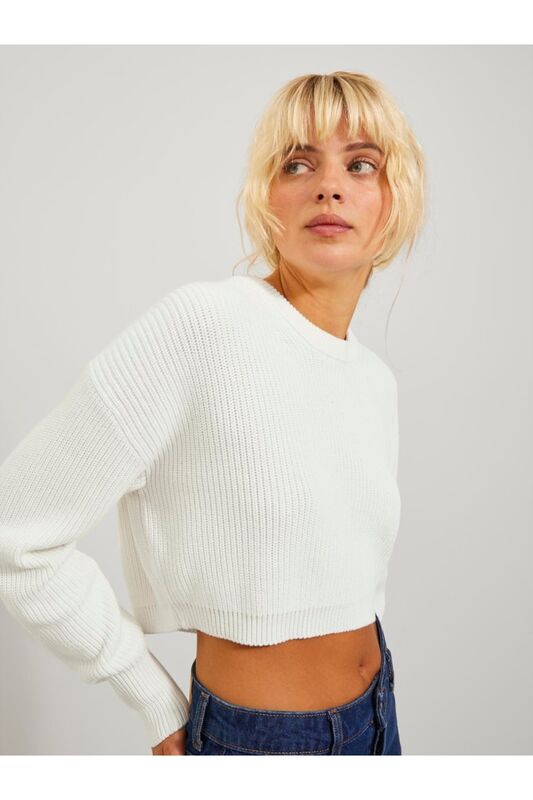 JXCARLOTA TWIST CROP CREW NECK KNIT Erkek Beyaz Kazak - 12225756