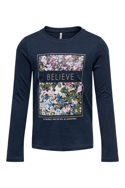 KOGNAJA REG L/S BELIEVE TOP BOX JRS Kız Çocuk Mavi T-Shirt - 15303285