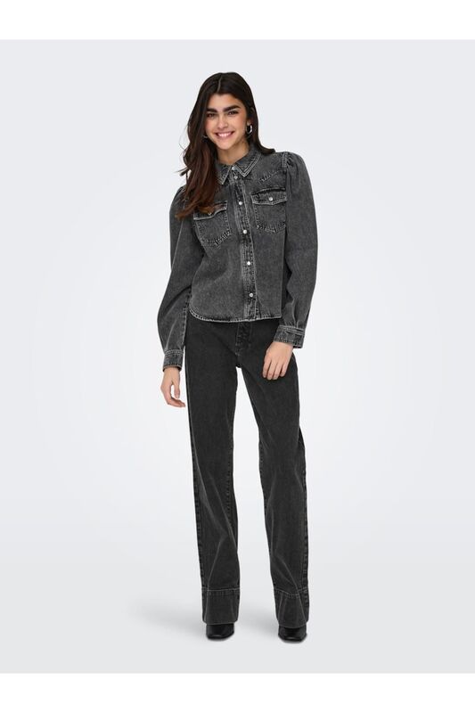 ONLCAMILLE EX HW WIDE PF FOLD UP DNM DOT Kadın Siyah Jean - 15310957