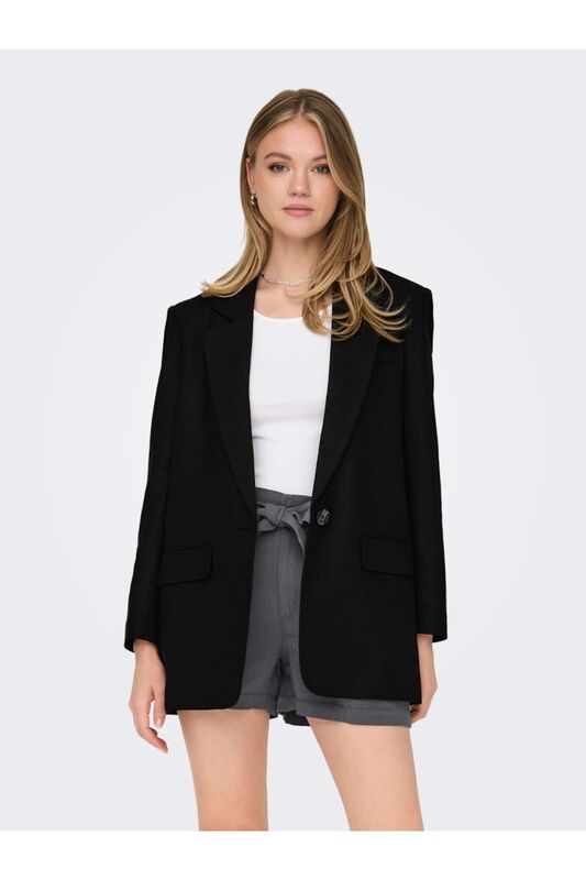 ONLCARO-LANA L/S OVS LIN BLAZER TLR NOOS Kadın Siyah Ceket - 15290245