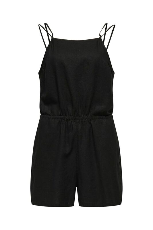 ONLCARO LINEN BL STRAP PLAYSUIT PNT Kadın Siyah Tulum - 15318559