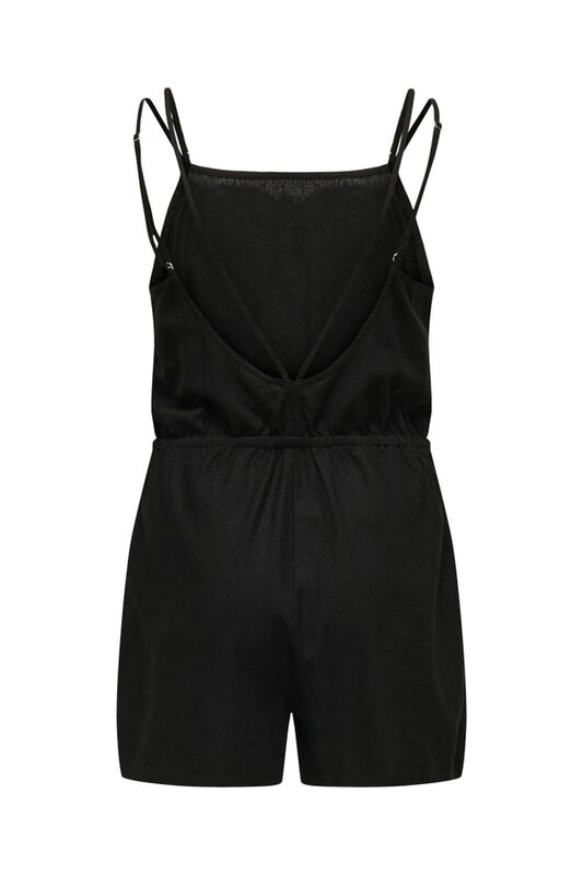 ONLCARO LINEN BL STRAP PLAYSUIT PNT Kadın Siyah Tulum - 15318559