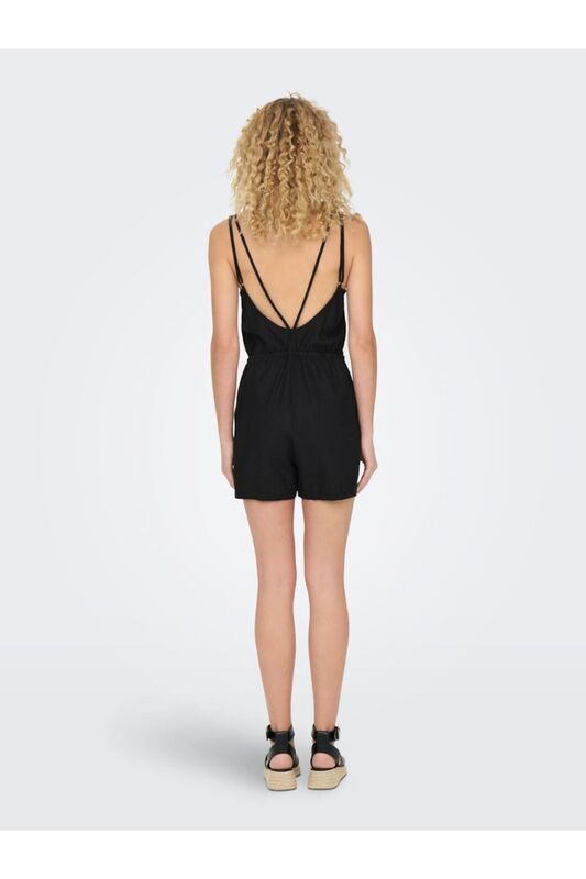 ONLCARO LINEN BL STRAP PLAYSUIT PNT Kadın Siyah Tulum - 15318559