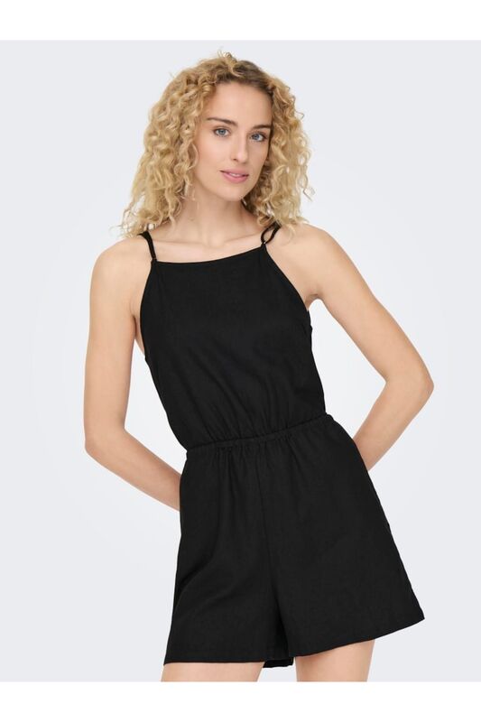 ONLCARO LINEN BL STRAP PLAYSUIT PNT Kadın Siyah Tulum - 15318559