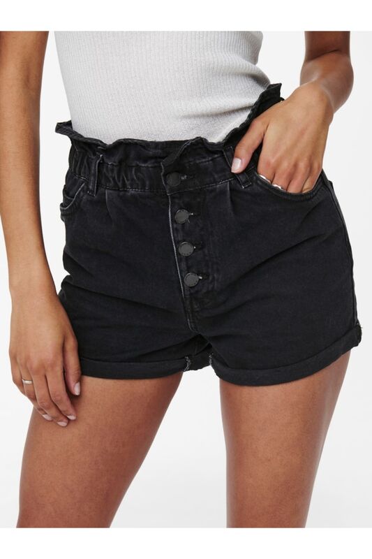 ONLCUBA PAPERBAG DNM SHORTS NOOS Kadın Siyah Şort - 15200196