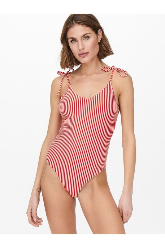 ONLKITTY TIE-STRAP SWIMSUIT Kadın Kırmızı Mayo - 15250479