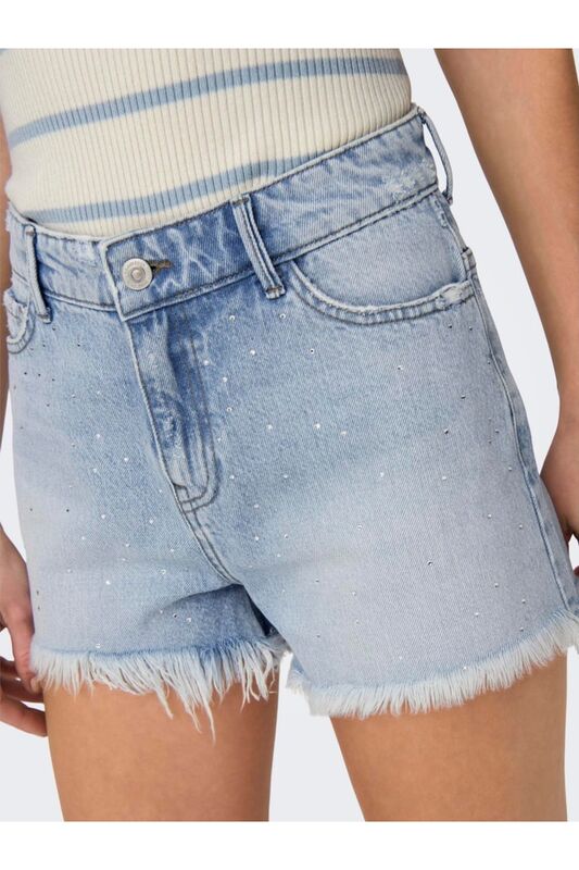 ONLPACY HW RHINESTONE DNM SHORTS AZG Kadın Mavi Şort - 15319104