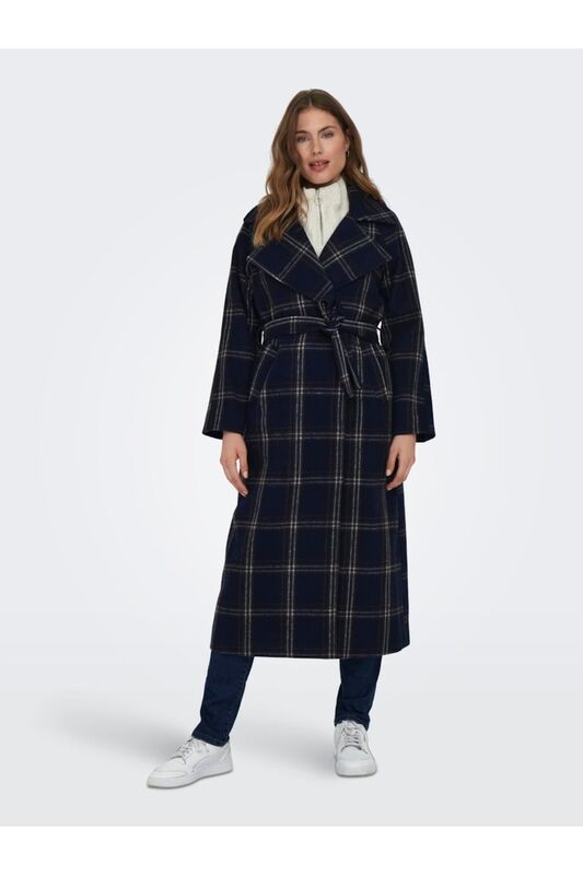 ONLPATRICIA CHECK WOOL COAT OTW Kadın Beyaz Mont - 15300706