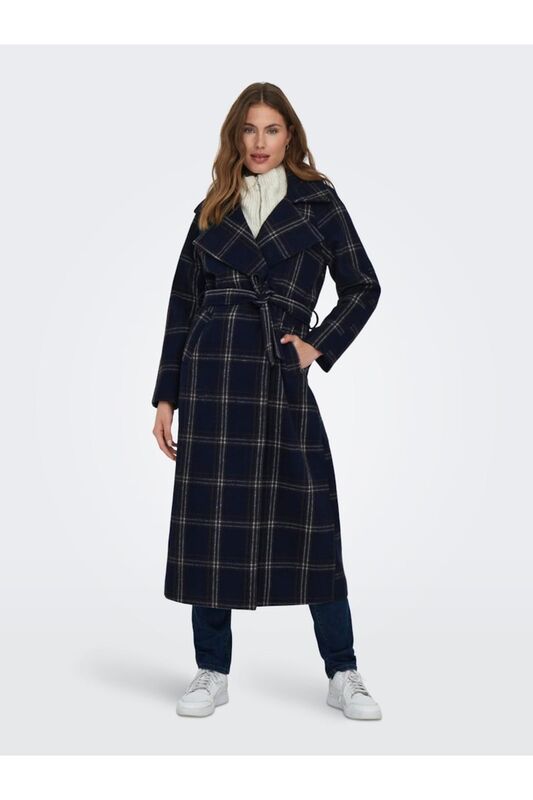 ONLPATRICIA CHECK WOOL COAT OTW Kadın Beyaz Mont - 15300706