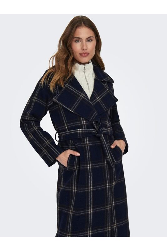 ONLPATRICIA CHECK WOOL COAT OTW Kadın Beyaz Mont - 15300706