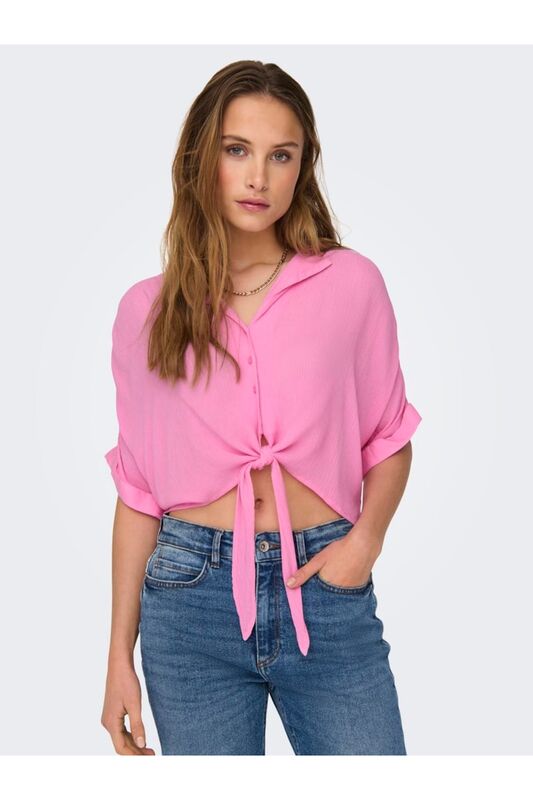 ONLPAULA LIFE S/S TIE SHIRT WVN NOOS Kadın Pembe Gömlek - 15281497