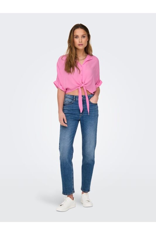 ONLPAULA LIFE S/S TIE SHIRT WVN NOOS Kadın Pembe Gömlek - 15281497