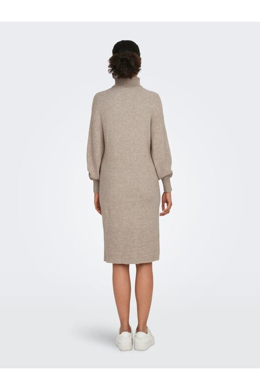 ONLSASHA L/S ROLLNECK DRESS KNT NOOS Kadın Kahverengi Elbise - 15309197