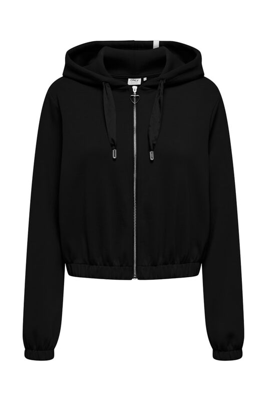 ONLSCARLETT L/S SATEEN HOOD SWT Kadın Siyah Sweatshirt - 15303845