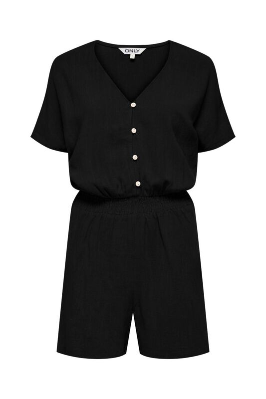 ONLSIESTA S/S LINEN BL PLAYSUIT PNT Kadın Black Tulum - 15322849