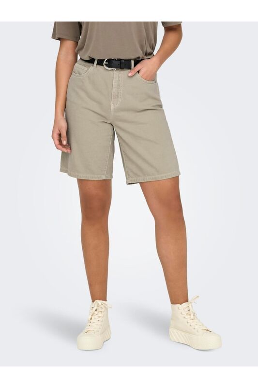 ONLSILLA MW LOOSE BERMUDA SHORTS PNT Kadın Bej Şort - 15327036