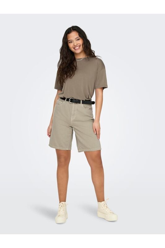 ONLSILLA MW LOOSE BERMUDA SHORTS PNT Kadın Bej Şort - 15327036