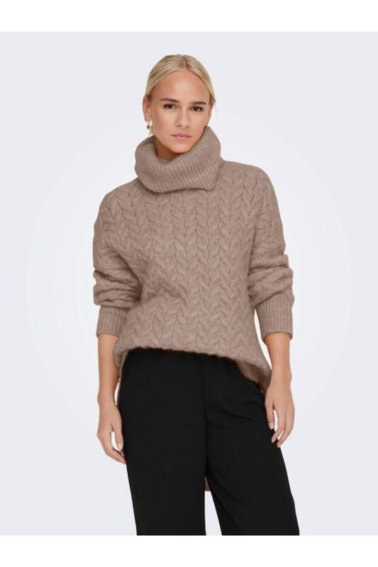 Onltrudy Life L/S Long Rollneck Knt Kadın Kahverengi Kazak - 15267984