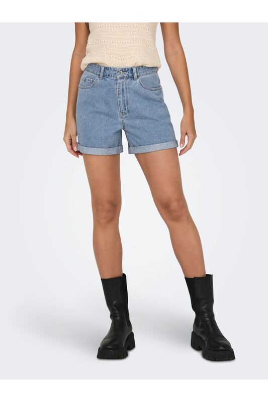 ONLVEGA HW MOM DNM SHORTS NOOS Kadın Mavi Denim Şort - 15230571