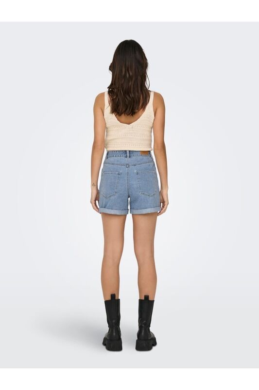 ONLVEGA HW MOM DNM SHORTS NOOS Kadın Mavi Denim Şort - 15230571