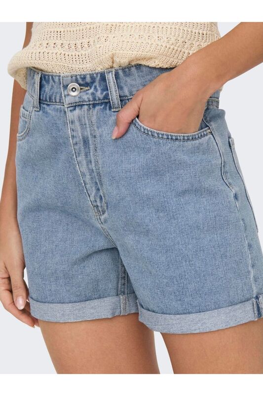 ONLVEGA HW MOM DNM SHORTS NOOS Kadın Mavi Denim Şort - 15230571