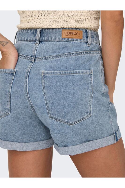 ONLVEGA HW MOM DNM SHORTS NOOS Kadın Mavi Denim Şort - 15230571