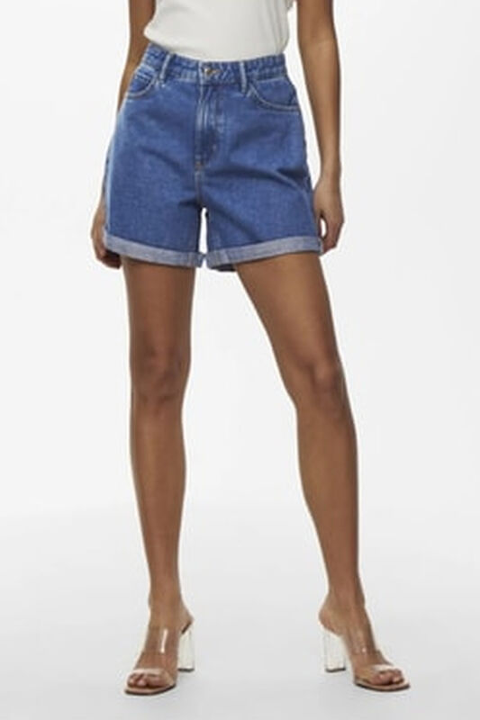 ONLVEGA HW MOM DNM SHORTS NOOS Kadın Mavi Denim Şort - 15230571