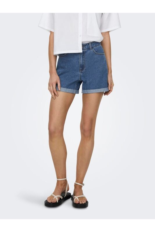 ONLVEGA HW MOM DNM SHORTS NOOS Kadın Mavi Denim Şort - 15230571