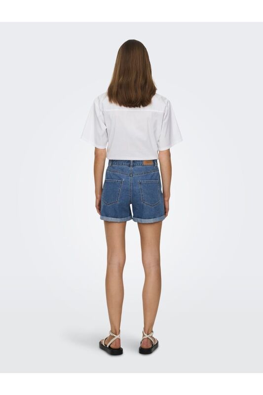 ONLVEGA HW MOM DNM SHORTS NOOS Kadın Mavi Denim Şort - 15230571