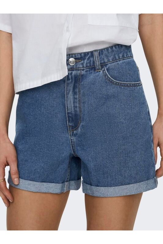 ONLVEGA HW MOM DNM SHORTS NOOS Kadın Mavi Denim Şort - 15230571