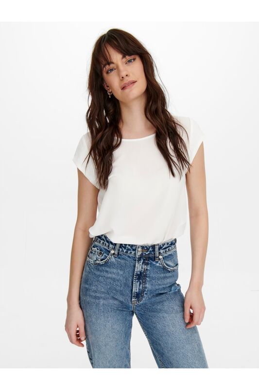 ONLVIC S/S SOLID TOP NOOS PTM Kadın Beyaz Basic T-Shirt - 15142784