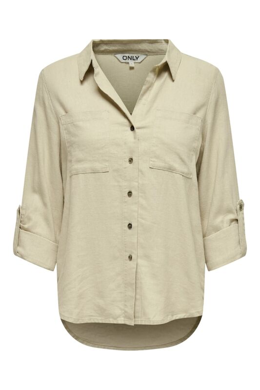 ONLYASMIN-CARO L/S LINEN SHIRT PNT NOOS Kadın Bej UK Gömlek - 15311011