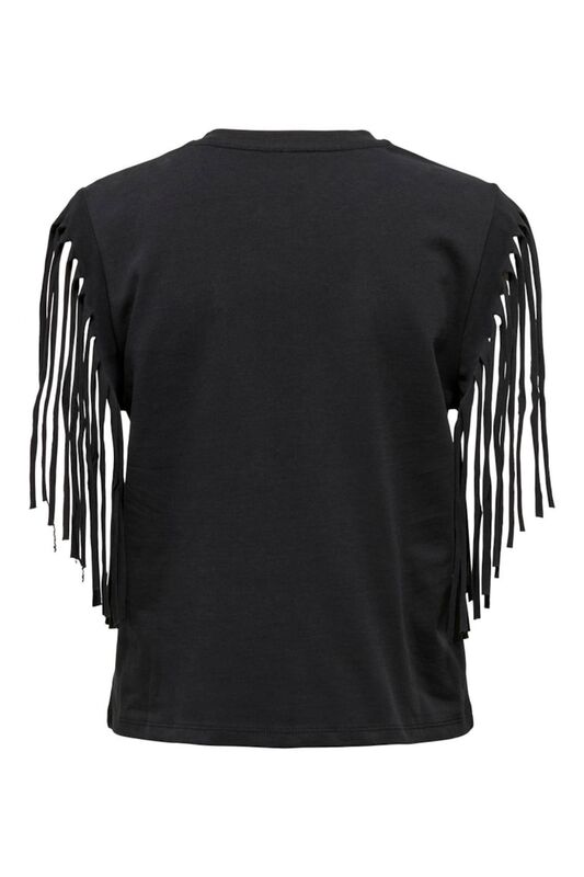 ONLZINNA S/S FRINGE TOP BOX JRS Kadın Siyah Bluz - 15325262