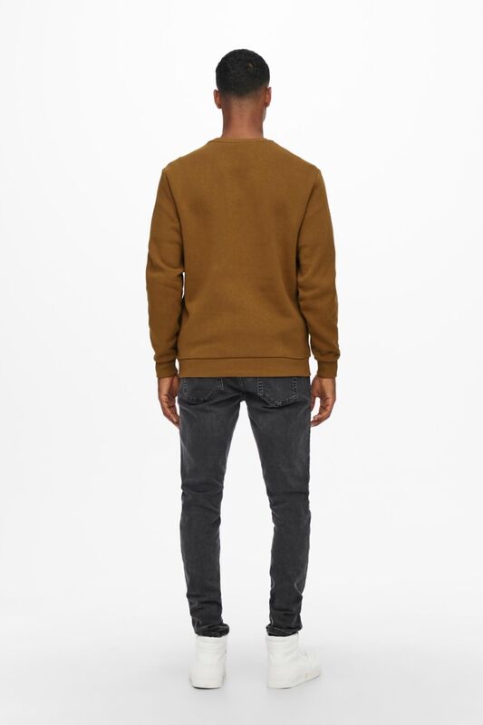 Onsceres Crew Neck Noos Erkek Kahverengi Sweatshirt - 22018683