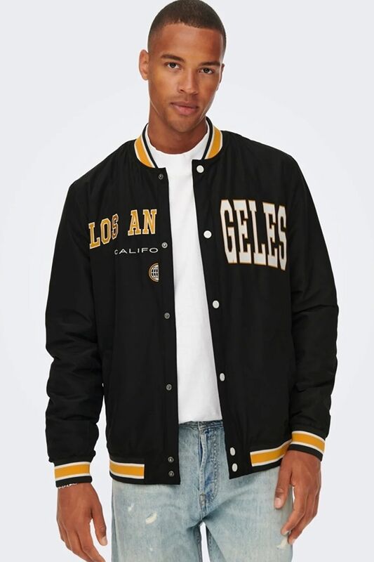 Onsloui Varsity Jacket Otw Erkek Siyah Mont - 22022509