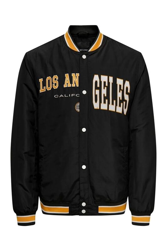 Onsloui Varsity Jacket Otw Erkek Siyah Mont - 22022509